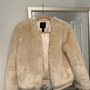 Forever 21 Faux Fur Cream Jacket